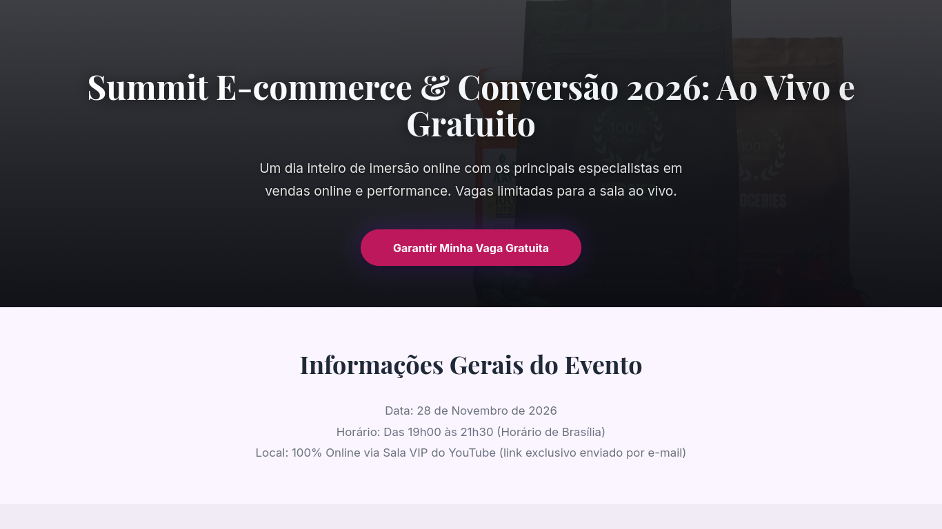 Demonstração Landing Page de Eventos